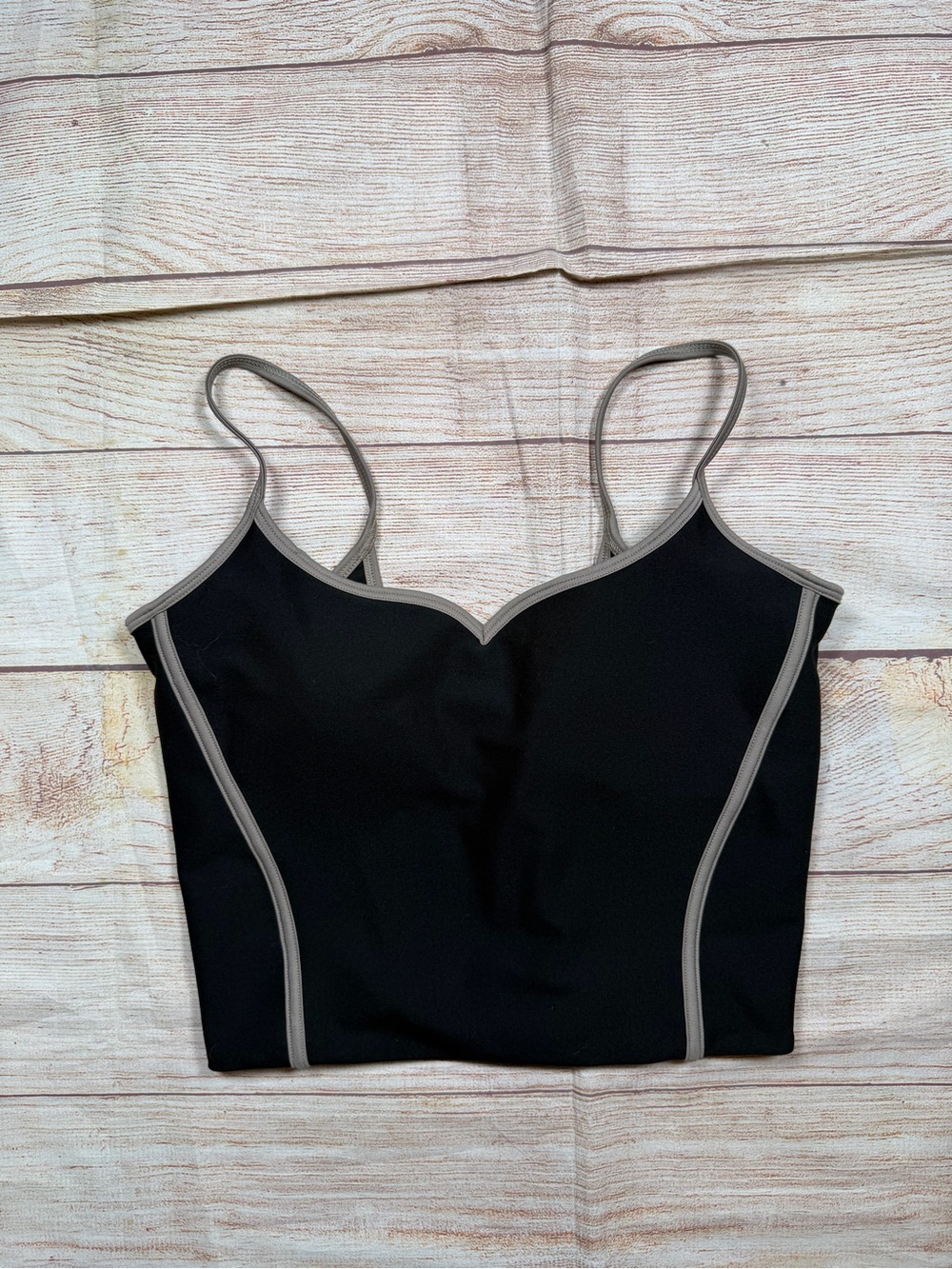 YPB SculptLUX Black Crop Cami Top with Contrast Trim